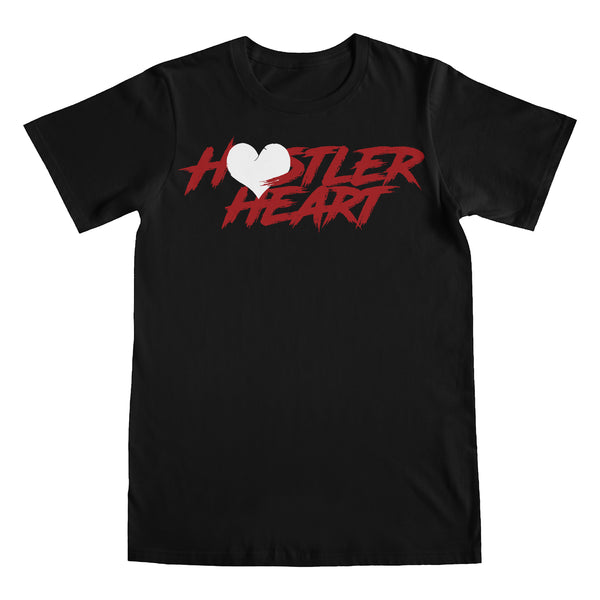 BLACK SHIRT / RED WRITING / BLACK HEART